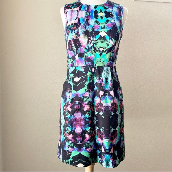 MILLY Abstract Print Empire/A-Line Dress Sz4 - Picture 3 of 5